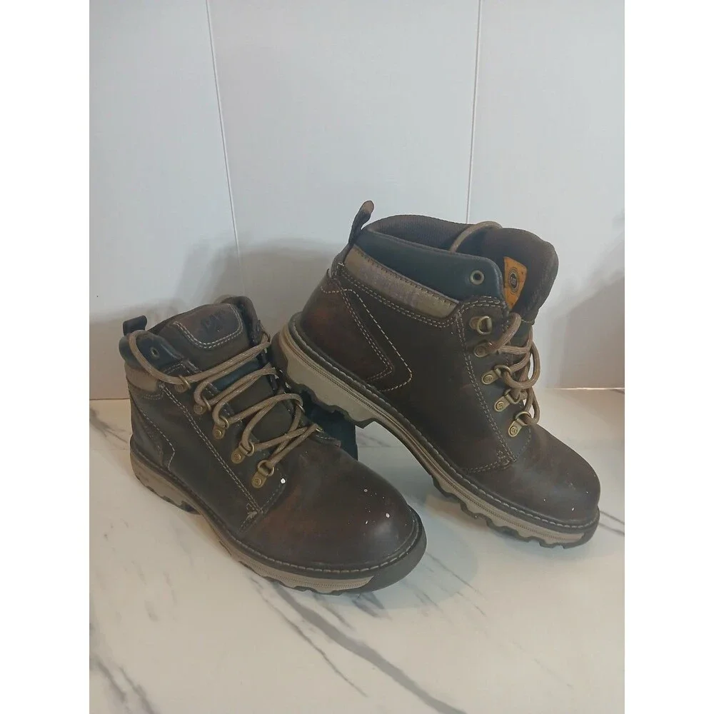 Caterpillar Women's Ellie Steel Toe Dark Brown Work Boots P74095 Ease Insole